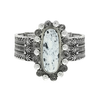 WESTERN STYLE RECTANGLE SEMI PRECIOUS STONE VINTAGE AZTEC TRIBAL STRETCH BRACELET