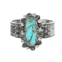 WESTERN STYLE RECTANGLE SEMI PRECIOUS STONE VINTAGE AZTEC TRIBAL STRETCH BRACELET