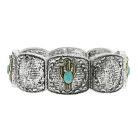 WESTERN STYLE  CACTUS WITH TURQUOISE STRETCH BRACELET