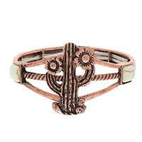 WESTERN STYLE CACTUS WITH SEMI PRECIOUSE STONE STRETCH BRACELET