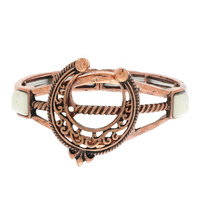 WESTERN STYLE SQUASH BLOSSOM WITH SEMI PRECIOUSE STONE STRETCH BRACELET