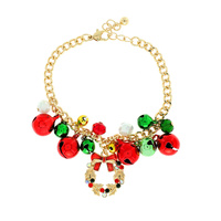 CHRISTMAS WREATH WITH JINGLE BELL LOBSTER CLASP BRACELET