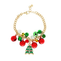 CHRISTMAS TREE WITH JINGLE BELL LOBSTER CLASP BRACELET