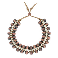 NAVAJO PEARL TURQUOISE SEED BEAD FRIENDSHIP ADJUSTABLE LEATHER BRACELET