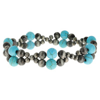 WESTERN NAVAJO PEARL AND SYNTHETIC STONE BEAD STRETCH BRACELET