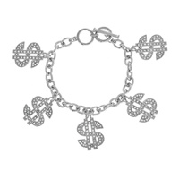 CRYSTAL RHINESTONE DOLLAR SIGN MONEY MULTI CHARM CHAIN TOGGLE BRACELET