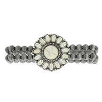 WESTERN TURQUOISE FLOWER ORNAMENT NAVAJO PEARL STRETCH BRACELET WEST NATIVE AMERICAN AUTHENTIC JEWELRY LEOPARD CHEETAH SUNFLOWER