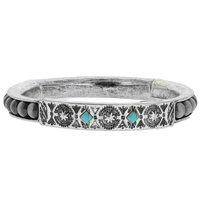 WESTERN SUN DESIGN NAVAJO PEARL BEADED METAL BANGLE BRACELET