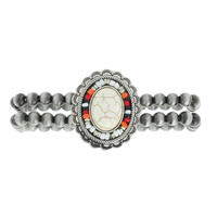 WESTERN OVAL TURQUOISE WITH SERAPE SEED BEAD NAVAJO PEARL STRETCH BRACELET WEST NATIVE AMERICAN AUTHENTIC JEWELRY