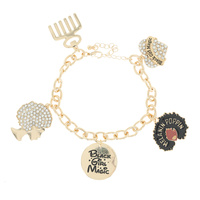 CRYSTAL RHINESTONE C 5 BAG PERFUME FLOWER BAG MULTI CHARM BRACELET