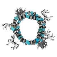 WESTERN NAVAJO PEARL HORSE 3-PIECE SET LAYERING CHARM BRACELET