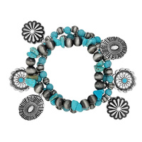 WESTERN NAVAJO PEARL CONCHO 3-PIECE SET LAYERING CHARM BRACELET