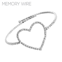 HEART CENTER RHINESTONE WIRE CUFF BRACELET