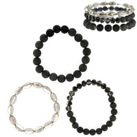 3-PIECE SET-BOHEMIAN ASSORTED ACRYLIC BEADED STRETCH STACKABLE LAYERING BRACELETS