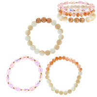 3-PIECE SET-BOHEMIAN ASSORTED ACRYLIC BEADED STRETCH STACKABLE LAYERING BRACELETS