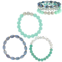 3-PIECE SET-BOHEMIAN ASSORTED ACRYLIC BEADED STRETCH STACKABLE LAYERING BRACELETS