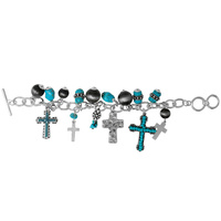 WESTERN CROSS MULTI CHARM CHAIN TOGGLE BRACELET