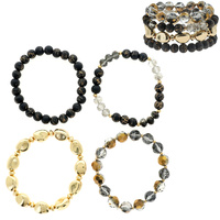 BOHO 4 SET BEAD MIX MULTICOLOR STRETCH STACKABLE LAYERING BRACELETS