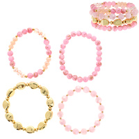BOHO 4 SET BEAD MIX MULTICOLOR STRETCH STACKABLE LAYERING BRACELETS