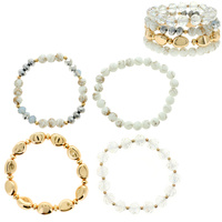 BOHO 4 SET BEAD MIX MULTICOLOR STRETCH STACKABLE LAYERING BRACELETS