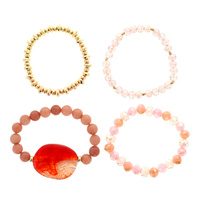 LAYERING BOHO 4 SET MULTI BEAD STRETCH BRACELETS