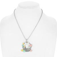 EASTERN BASKET BUNNY RABBIT NECKLACE PENDANT WITH ENAMEL COATING