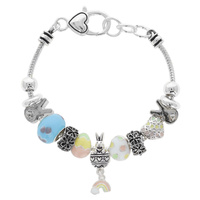 EASTER BUNNY EGG ENAMEL MULTI BEAD BRACELET WITH RAINBOW CHARM