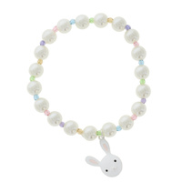 MULTI BEAD PEARL EASTER BRACELET WITH BUNNY CHARM