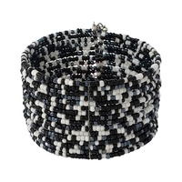 MULTICOLOR SEED BEAD WIDE BEADED CUFF BRACELET - BOHEMIAN ETHNIC JEWELRY