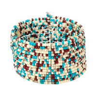 MULTICOLOR SEED BEAD WIDE BEADED CUFF BRACELET - BOHEMIAN ETHNIC JEWELRY