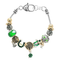 SAINT PATRICK'S LUCKY CHARMS ADJUSTABLE BRACELET IN SILVER AND GOLD TONE - SEASONAL HOLIDAY JEWELRY