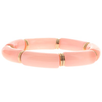 STACKABLE ACRYLIC CHUNKY BAMBOO BANGLE STRETCH BRACELET