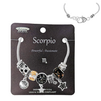 Scorpio BIRTHSTONE ZODIAC SIGN MULTI CHARM BRACELET IN SILVER TONE