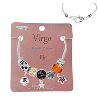 Virgo BIRTHSTONE ZODIAC SIGN MULTI CHARM BRACELET IN SILVER TONE