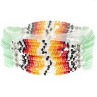 NATIVE AMERICAN WESTERN LAKOTA STYLE SEED BEAD MULTILINE STRETCH BRACELET