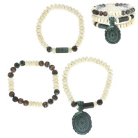 3-PIECE SET-WESTERN STYLE NAVAJO PEARL TURQUOISE CONCHO CHARM BRACELET