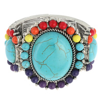 WESTERN STYLE CHUNKY SEMI-STONE STRETCH BRACELET