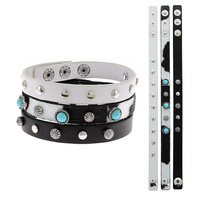 COW PRINT/ LEOPARD PRINT / SERAPE PRINT -TURQUOISE STONE WESTERN 3-PIECE SNAP BUTTON BRACELET SET