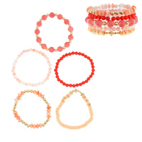 BOHO 5-PIECE STACKABLE MULTI BEAD BEADED STRETCH BRACELET SET