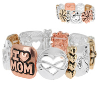 MOTHER DAUGHTER (I LOVE MOM)- SPECIAL RELATIONSHIPS  CUTOUT BRACELET IN SILVER AND MULTITONE METAL