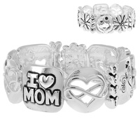 MOTHER DAUGHTER (I LOVE MOM)- SPECIAL RELATIONSHIPS  CUTOUT BRACELET IN SILVER AND MULTITONE METAL