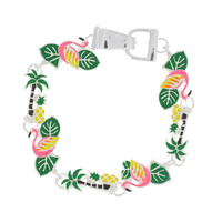 PALM TREE FLAMINGO-MARINE OCEAN THEMED ENAMEL MAGNETIC CLOSURE BRACELET