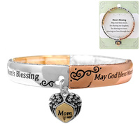 MOM'S BLESSING SPIRITUAL MESSAGE  STRETCH BANGLE BRACELET