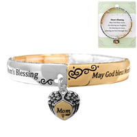 MOM'S BLESSING SPIRITUAL MESSAGE  STRETCH BANGLE BRACELET