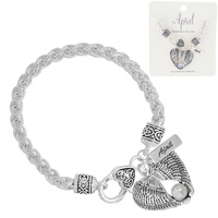 BIRTHSTONE WING CHARM CELTIC KNOT ROPE BRACELET