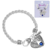 BIRTHSTONE WING CHARM CELTIC KNOT ROPE BRACELET