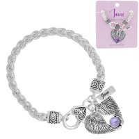BIRTHSTONE WING CHARM CELTIC KNOT ROPE BRACELET