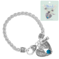 BIRTHSTONE WING CHARM CELTIC KNOT ROPE BRACELET