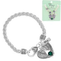 BIRTHSTONE WING CHARM CELTIC KNOT ROPE BRACELET