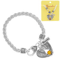 BIRTHSTONE WING CHARM CELTIC KNOT ROPE BRACELET